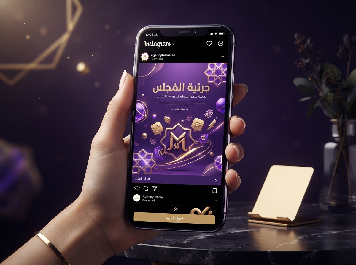 نموذج تصميم إعلان سوشيال ميديا بهوية بنفسجية